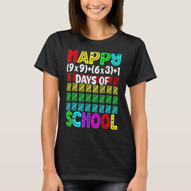 Camiseta 100 Dias Mais Inteligentes Feliz 100º Dia de Estud (Frente)