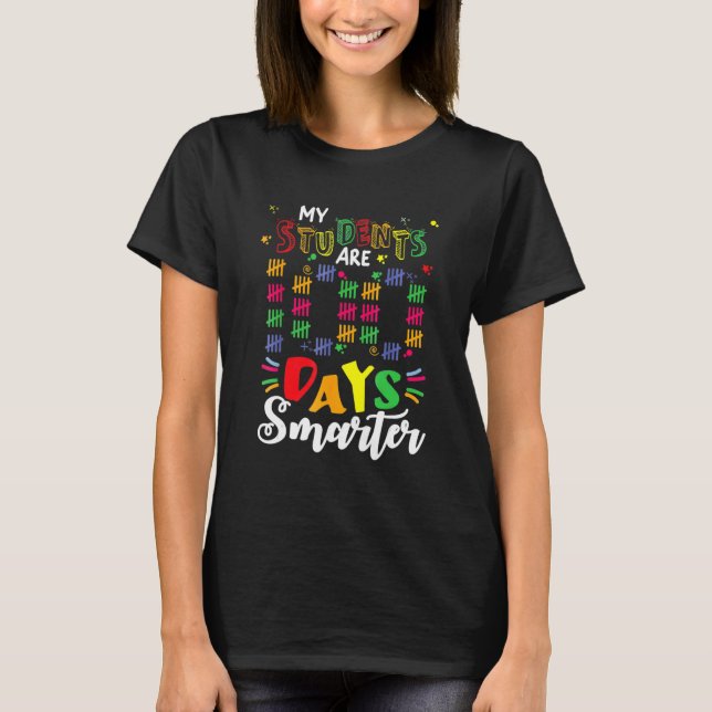 Camiseta 100 Dias Mais Inteligentes Feliz 100º Dia de Estud (Frente)