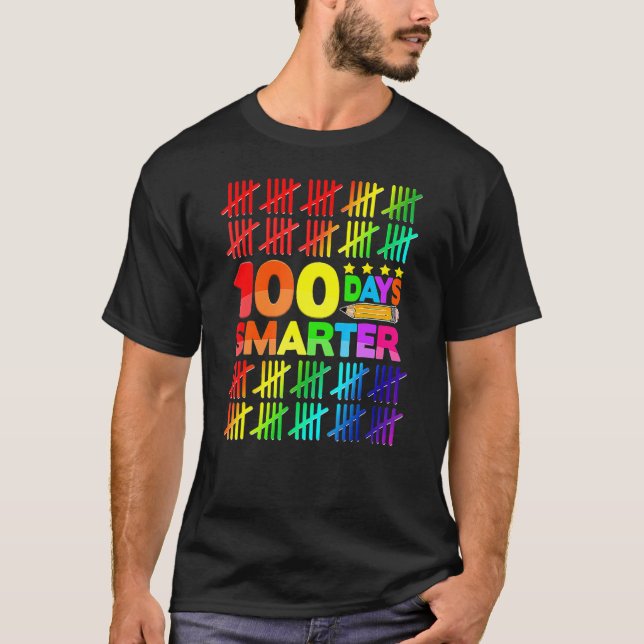 Camiseta 100 Dias Mais Inteligentes Feliz 100º Dia de Estud (Frente)