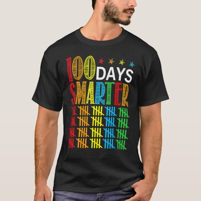 Camiseta 100 Dias Mais Inteligentes Feliz 100º Dia de Estud (Frente)