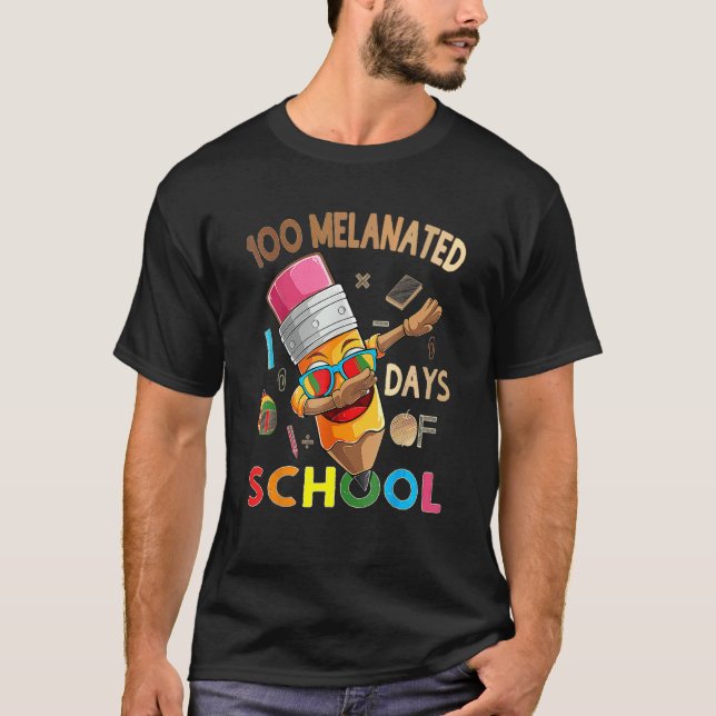 Camiseta 100 dias melanizados de escola Afro-Americano Dabb (Frente)