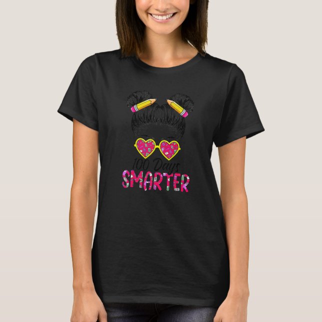 Camiseta 100 Dias Meninas Mais Inteligentes Cabelos Brancos (Frente)