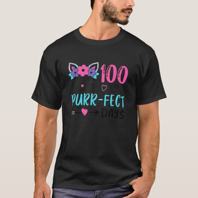 Camiseta 100 Dias Perfeitos de Gatinho Fofo na Escola (Frente)