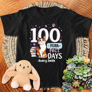 Camiseta 100 Dias Puros De Raparigas De Gato Escolares 100