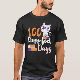 Camiseta 100 Dias Purr Feitos Meninas  Gato 100º Dia De Esc