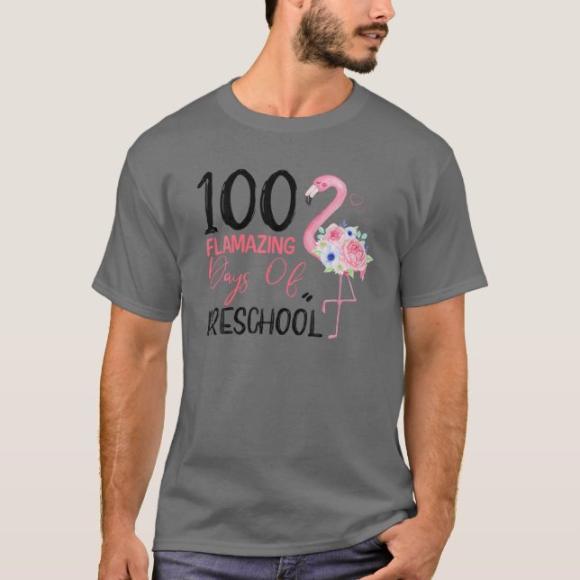 Camiseta 100 Dias Surpreendentes De Psicol Flamingo Cute 10 (Frente)