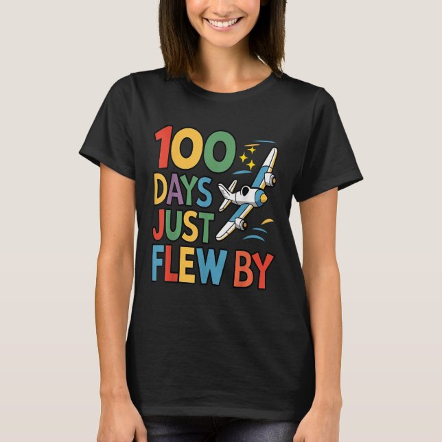 Camiseta 100 Dias Voados Por Avião 100 Dias De (Frente)