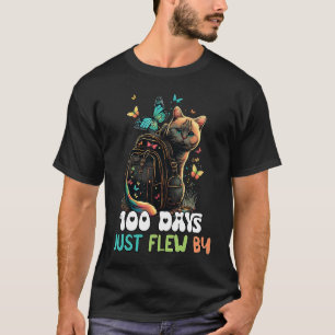 Camiseta 100 Dias Voaram Borboleta Gato 100 Dias De Co