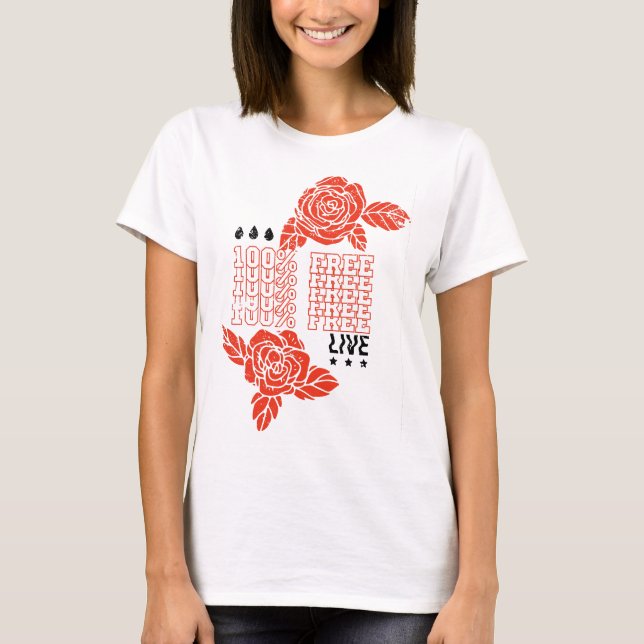 Camiseta 100% Livres; Tee Gráfico (Frente)