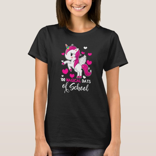 Camiseta 100 Magical Days Of School  Unicorn Girl valentine (Frente)