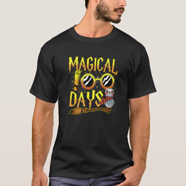 Camiseta 100 Magical Days Wizard 100th Days Of School Kids  (Frente)