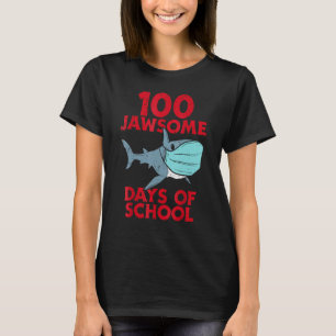 Camiseta 100 Máscara de Tubarão Escolar de 100 Dias de Jaws