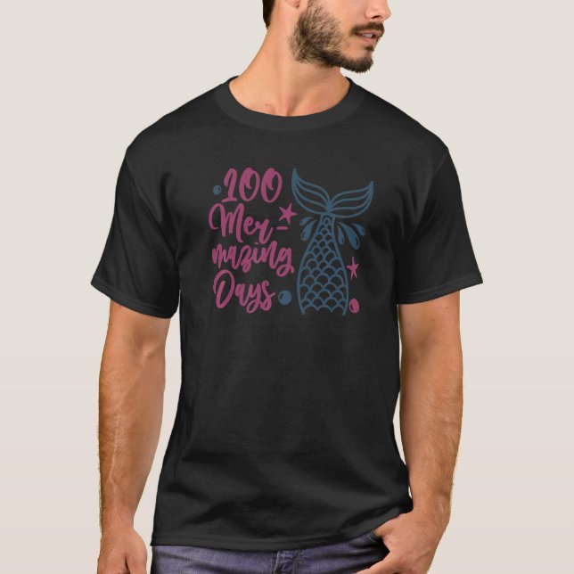 Camiseta 100 Mermazing Days Of School Mermaid Tails Girl Te (Frente)