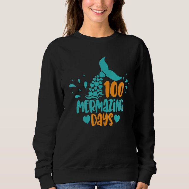 Camiseta 100 Mermazing Days Of School Mermaid Tails Girl Te (Frente)