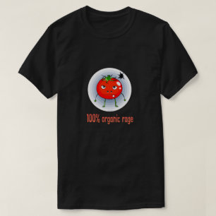 Camiseta 100% Orgânico Raivoso Tomate Engraçado Irritado