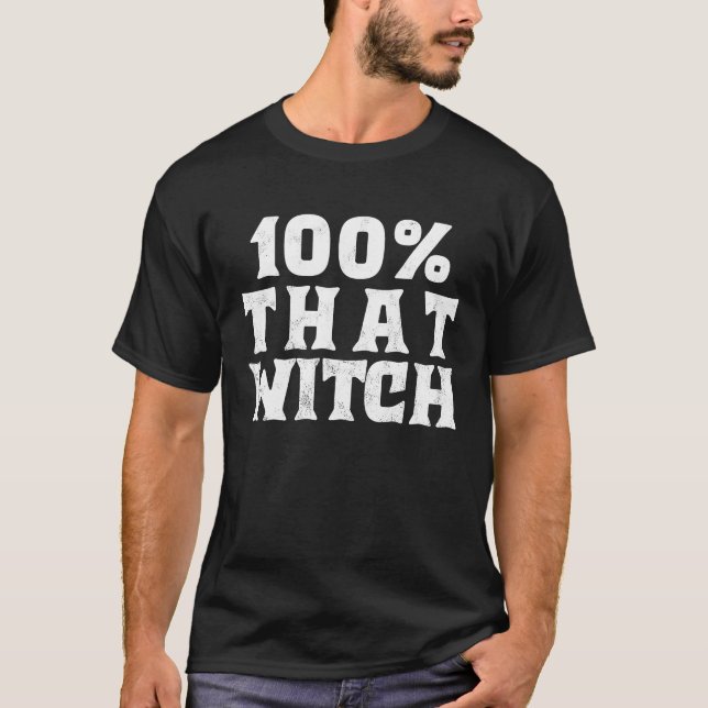 Camiseta 100 Que Feiticeiro De Figuras De Bruxas De Hallowe (Frente)