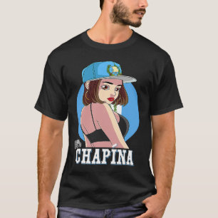 Camiseta 100 Rapariga Chapina Latina Bandeira da Guatemala