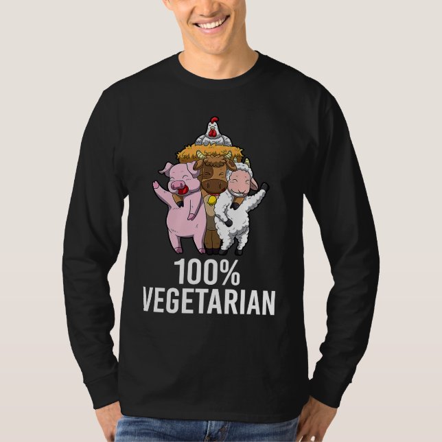 Camiseta 100 Vegetariana Veggie AF Vegan Declaração das Mul (Frente)
