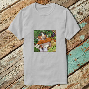 Camiseta 100% Veggie Happy Guiné Pig Com Cenoura