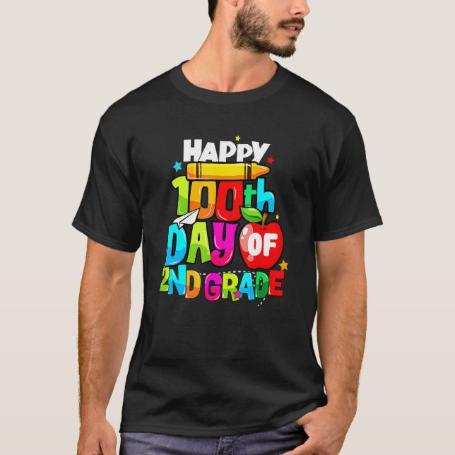 Camiseta 100th Day Of 2nd Grade Teacher Kids Happy 100 Days (Frente)