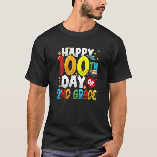 Camiseta 100th Day of 2nd Grade Teachers Kids Students Happ (Frente)