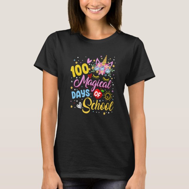 Camiseta 100th Day of Kindergarten Unicorn Face Girl 100 Ma (Frente)
