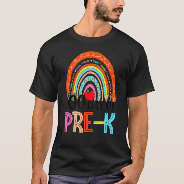 Camiseta 100th Day Of Pre K Teacher 100 Days Smarter Rainbo (Frente)