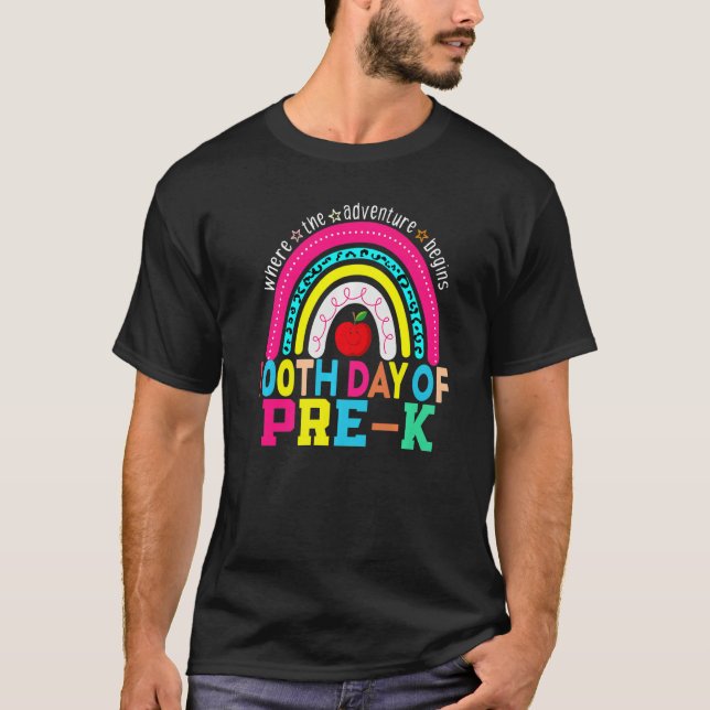 Camiseta 100th Day Of Pre-k Teacher Student- 100 Days Smart (Frente)