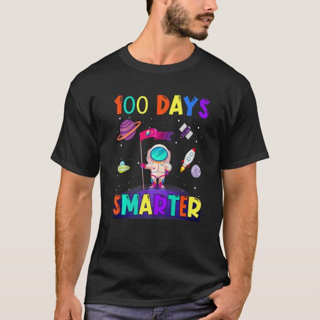Camiseta 100th Day Of School 100 Days Smarter Books Space A (Frente)