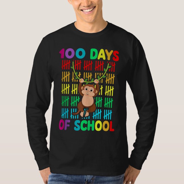 Camiseta 100th Day Of School Animal Monkey  Happy 100th Day (Frente)