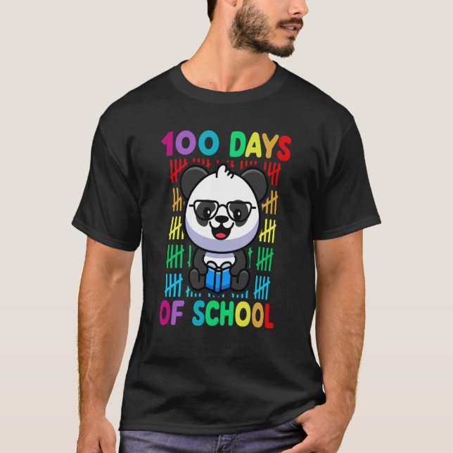 Camiseta 100th Day Of School Animal Panda Happy 100th Day K (Frente)