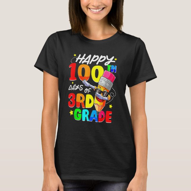 Camiseta 100th Day Of School Dabbing Pencil 100 Days Of 3rd (Frente)