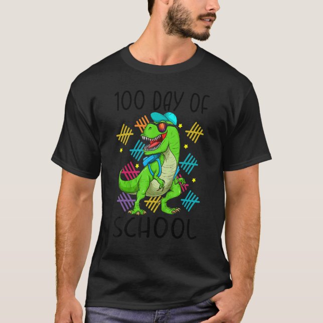 Camiseta 100th Day of School Dino Kids Happy 100 Days Dinos (Frente)