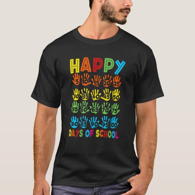 Camiseta 100th Day of School for Teacher Kids Funny Hand Wi (Frente)