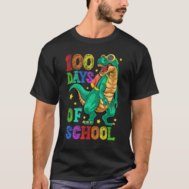 Camiseta 100th Day Of School Happy 100 Days Of School Dinos (Frente)