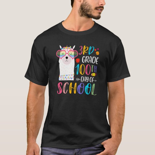 Camiseta 100th day of School No Prob Llama 100 Days Of 3rd  (Frente)
