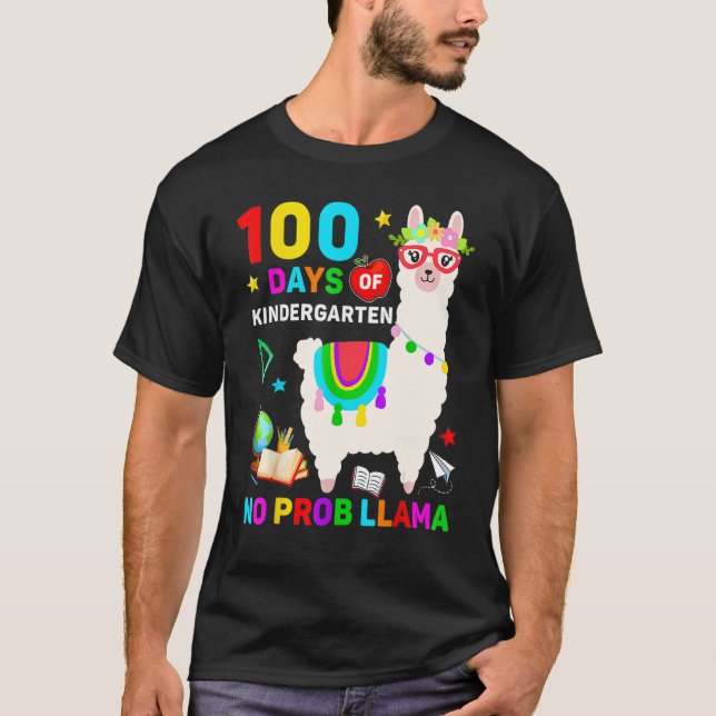 Camiseta 100th Day Of School No Prob Llama 100 Days Of Kind (Frente)
