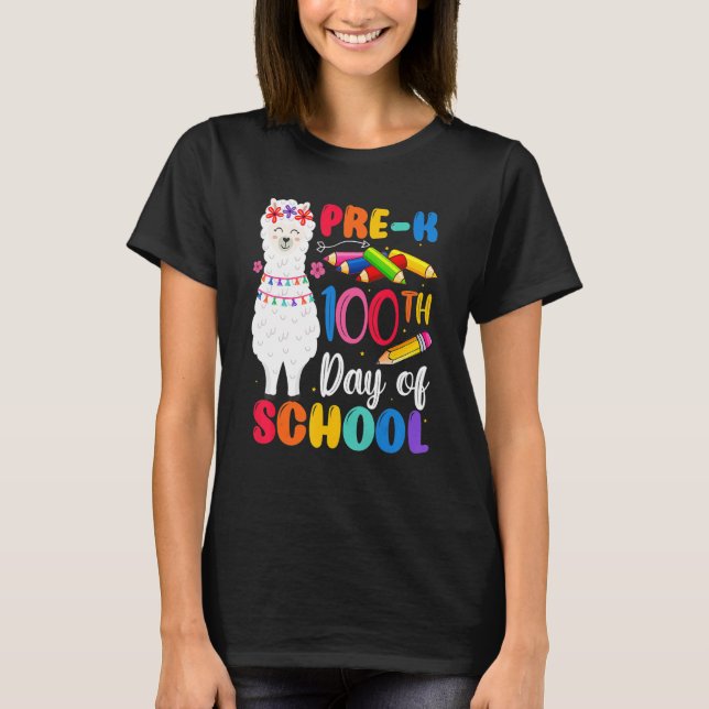 Camiseta 100th Day Of School No Prob Llama Happy 100th Day  (Frente)