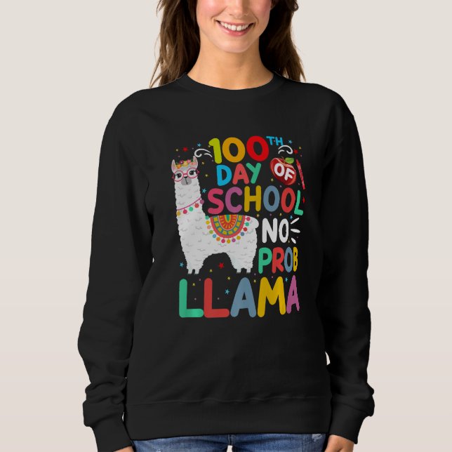 Camiseta 100th Day of School No Probllama Llama 100 Days of (Frente)