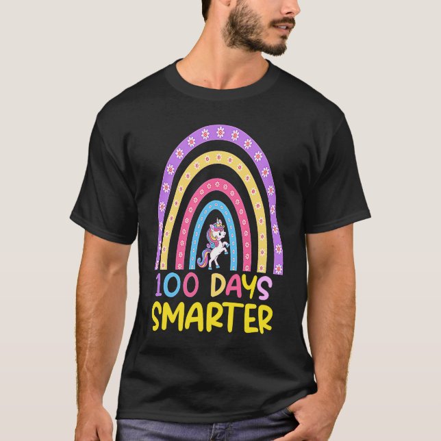 Camiseta 100th Day of School Teacher 100 Days Smarter Rainb (Frente)