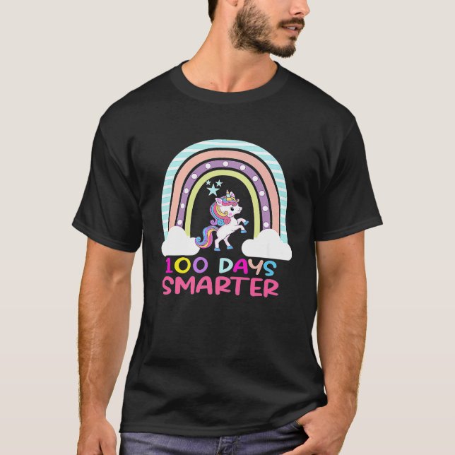 Camiseta 100th Day of School Teacher 100 Days Smarter Rainb (Frente)