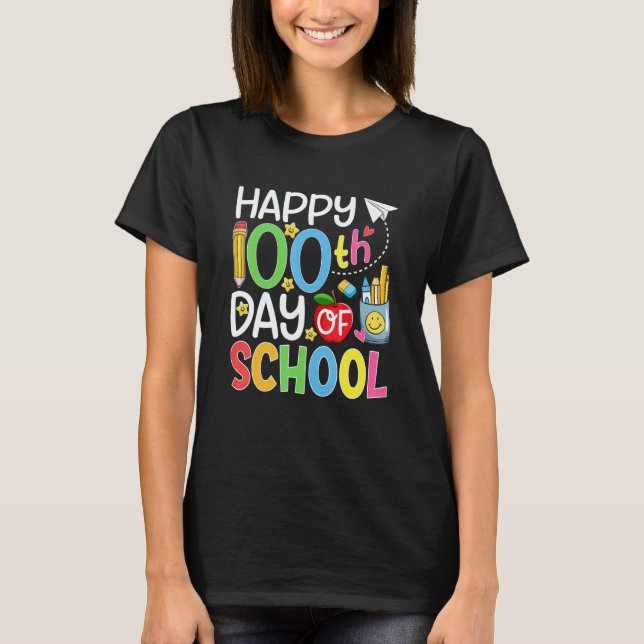 Camiseta 100th Day of School Teachers Students Kids Happy 1 (Frente)