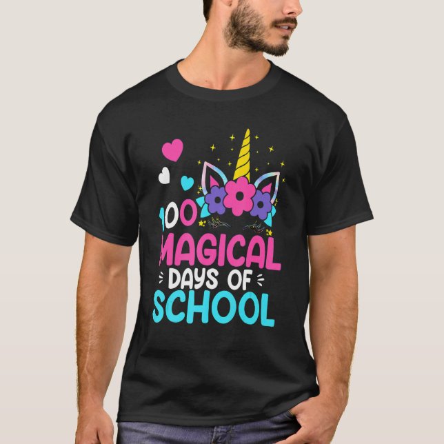 Camiseta 100th Day of School Unicorn 100 Magical Days Teach (Frente)