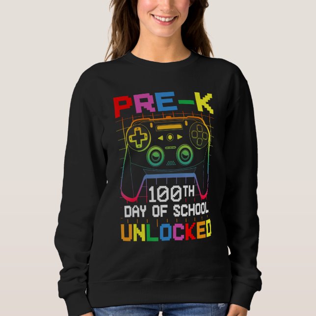 Camiseta 100th day Of School Unlocked Pre-K Gamer Video Gam (Frente)