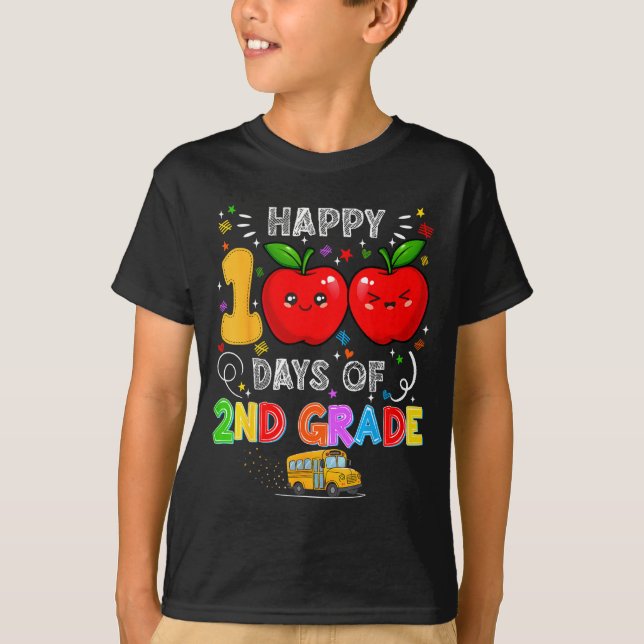 Camiseta 100th Days Of 2nd Grade 100 Days Toddler Girl  (Frente)