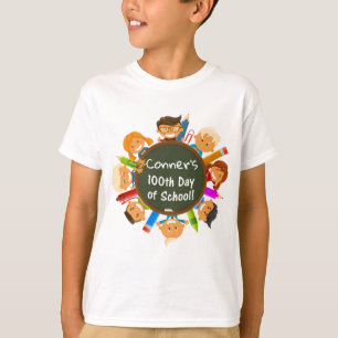 Camiseta 100th dia personalizado do quadro da escola