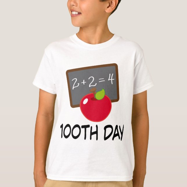 Camiseta 100th O externato Apple Slate o presente de ensino (Frente)