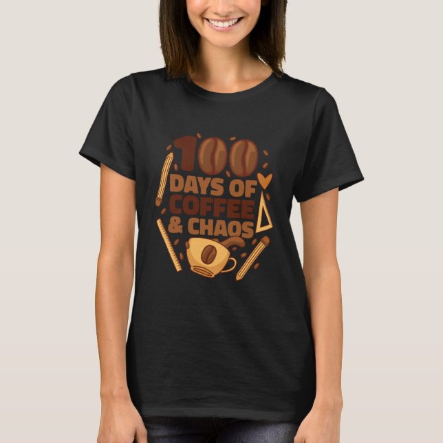 Camiseta 100th School Day Referendar Teacher Coffee Educato (Frente)