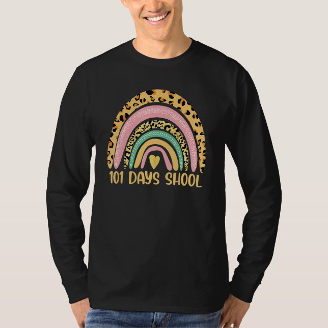Camiseta 101 Days School Cute Leopard Rainbow Student Or Te (Frente)