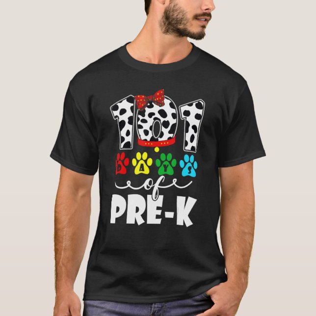 Camiseta 101 Days School Pre K Dog 100 Days Smarter Student (Frente)